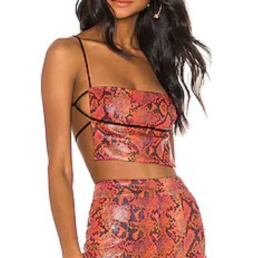 Clara Top in Hot Orange Snakeskin